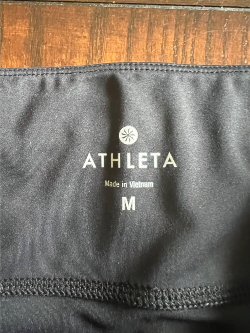 Athleta Black Activewear Leggings White Pattern Accent Panels Medium Running - Picture 4 of 10